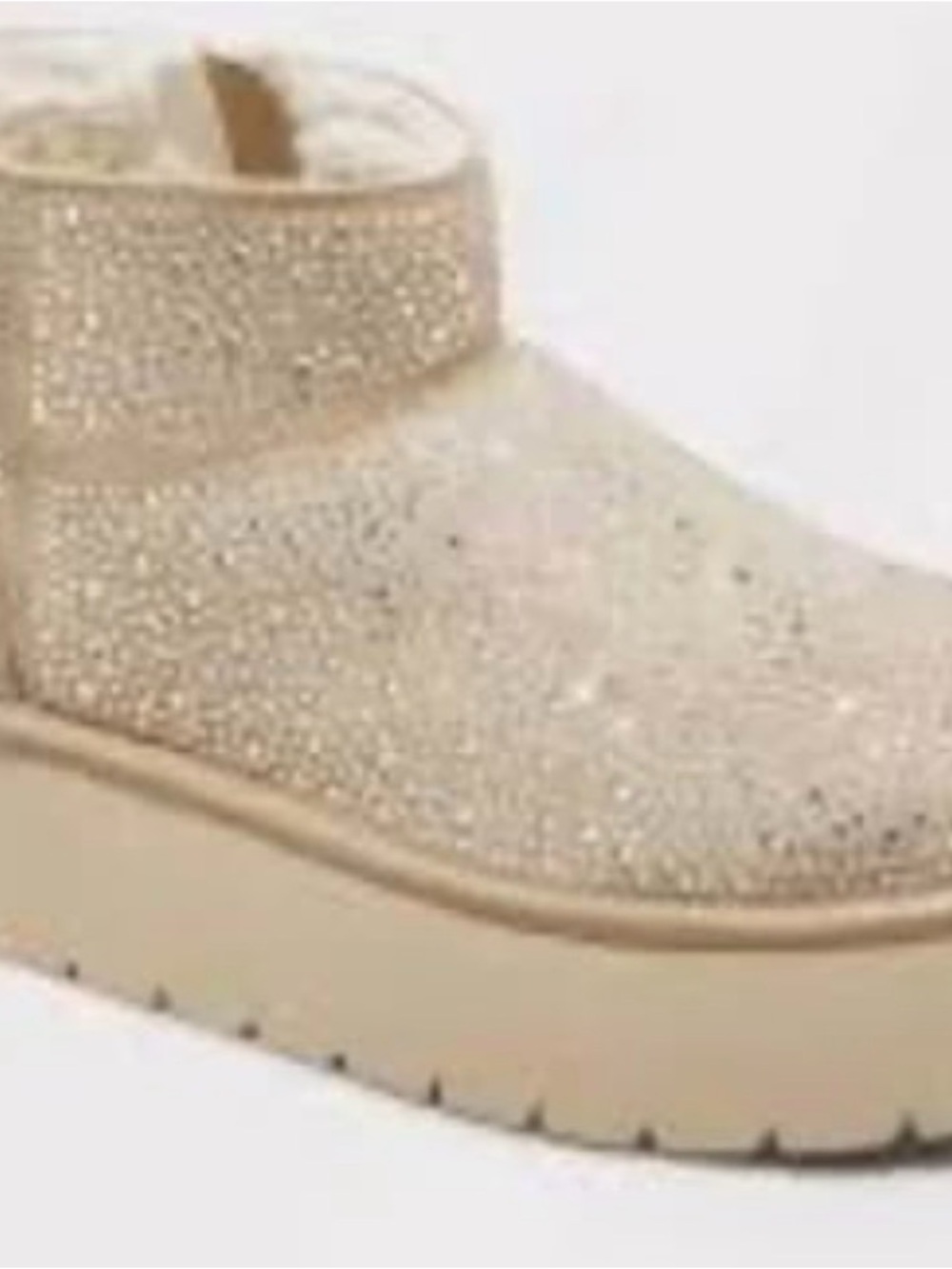 NEW Rhinestone Platform Ankle Boots in champagne